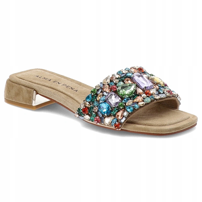 Nazouváky Alma En Pena – pásek s bohatou aplikací V268751 Suede Sand