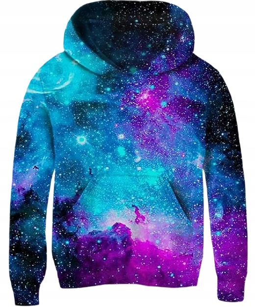 Bluza z kapturem 3D GALAXY kolorowa space 14-16lat