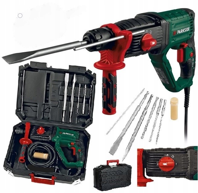 Młotowiertarka Wiertarka Udarowa Nowy Model 1050W Parkside Zestaw Wiertła
