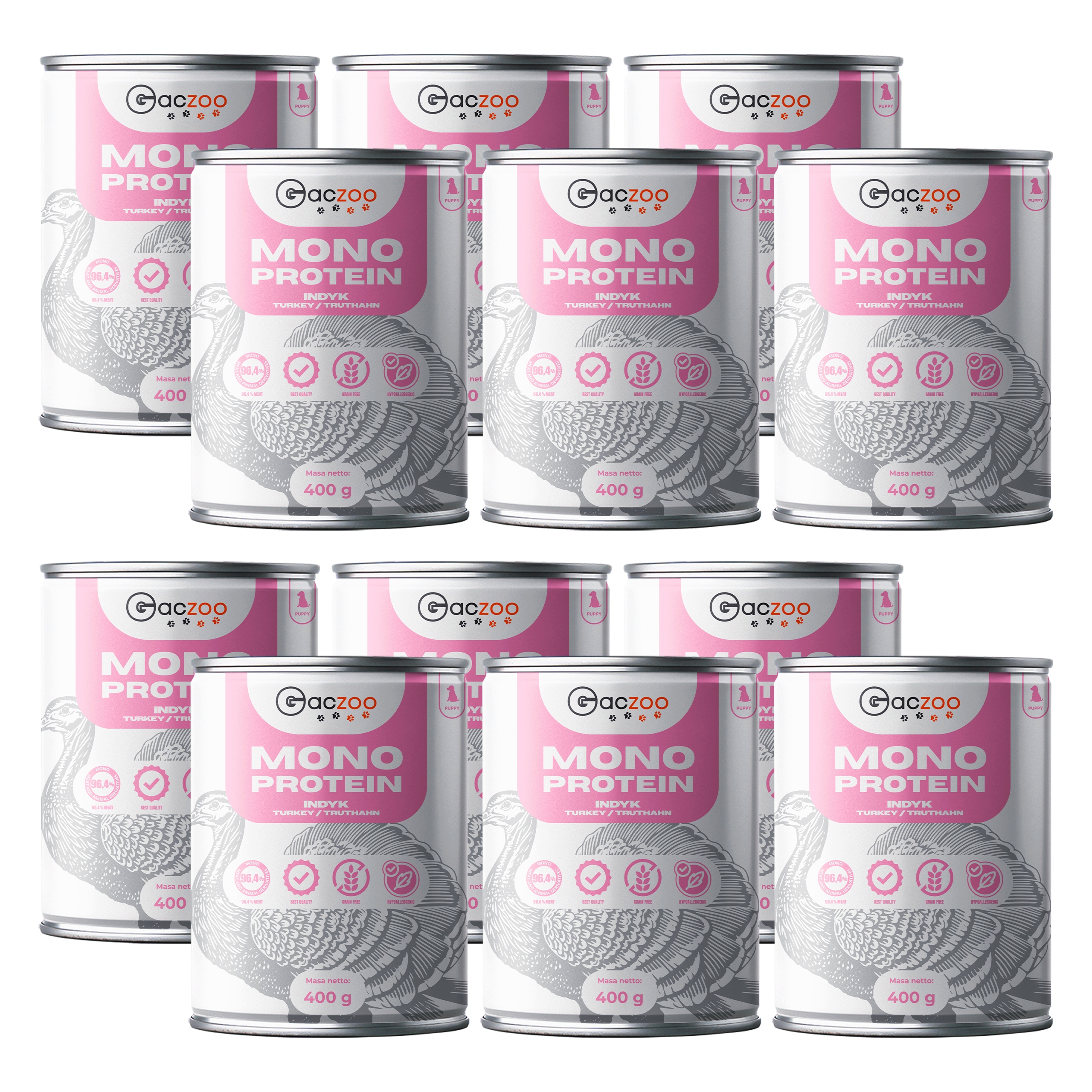 Levně Gaczoo Mono Protein Puppy krmivo pro štěňata Krůta 12 x 400 g