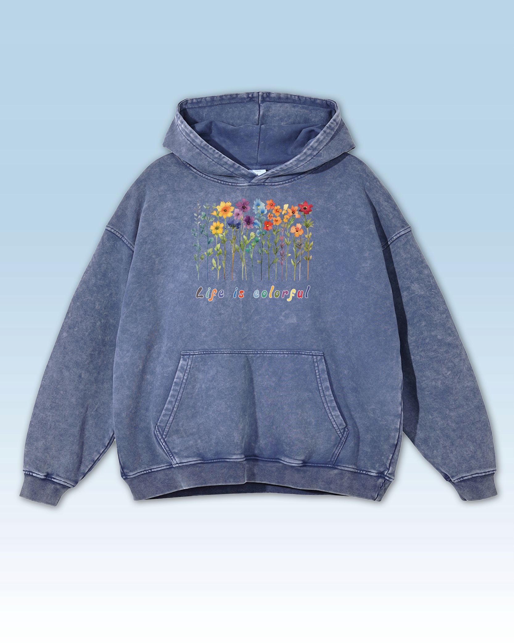 Mikina Life is Colorful Život je Barevný Květiny Radost Boho Modrá XXL