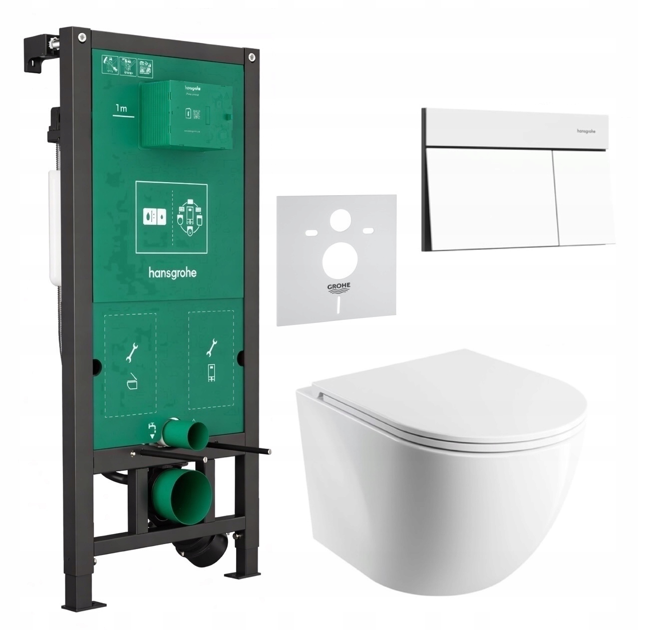 7v1 Wc Sada Stelaz Hansgrohe iFrame Wc Miska Omnires Matná Tlačidlo