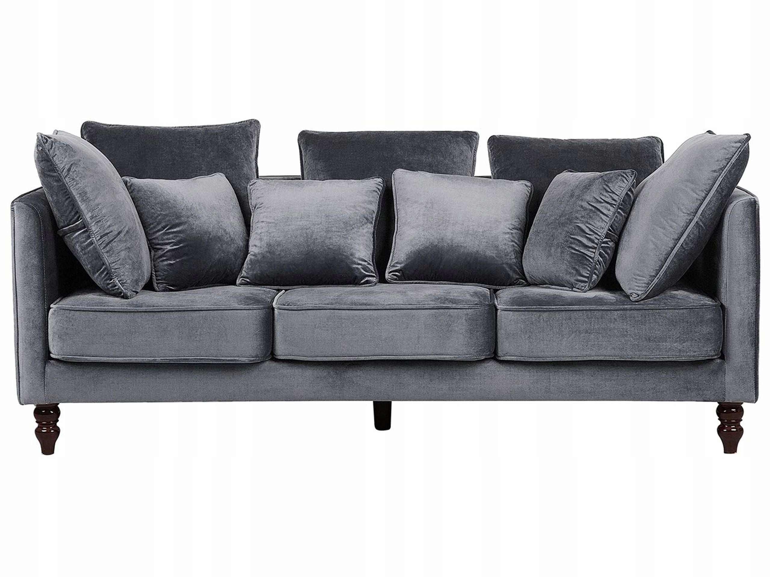 Sofa kanapa trzyosobowa welurowa szara