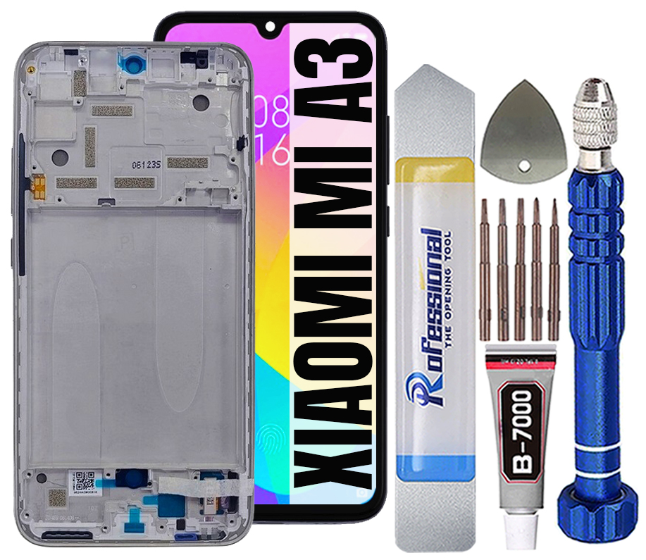 Displej Pro Xiaomi MI A3 Oled LCD Displej Rámeček Silver