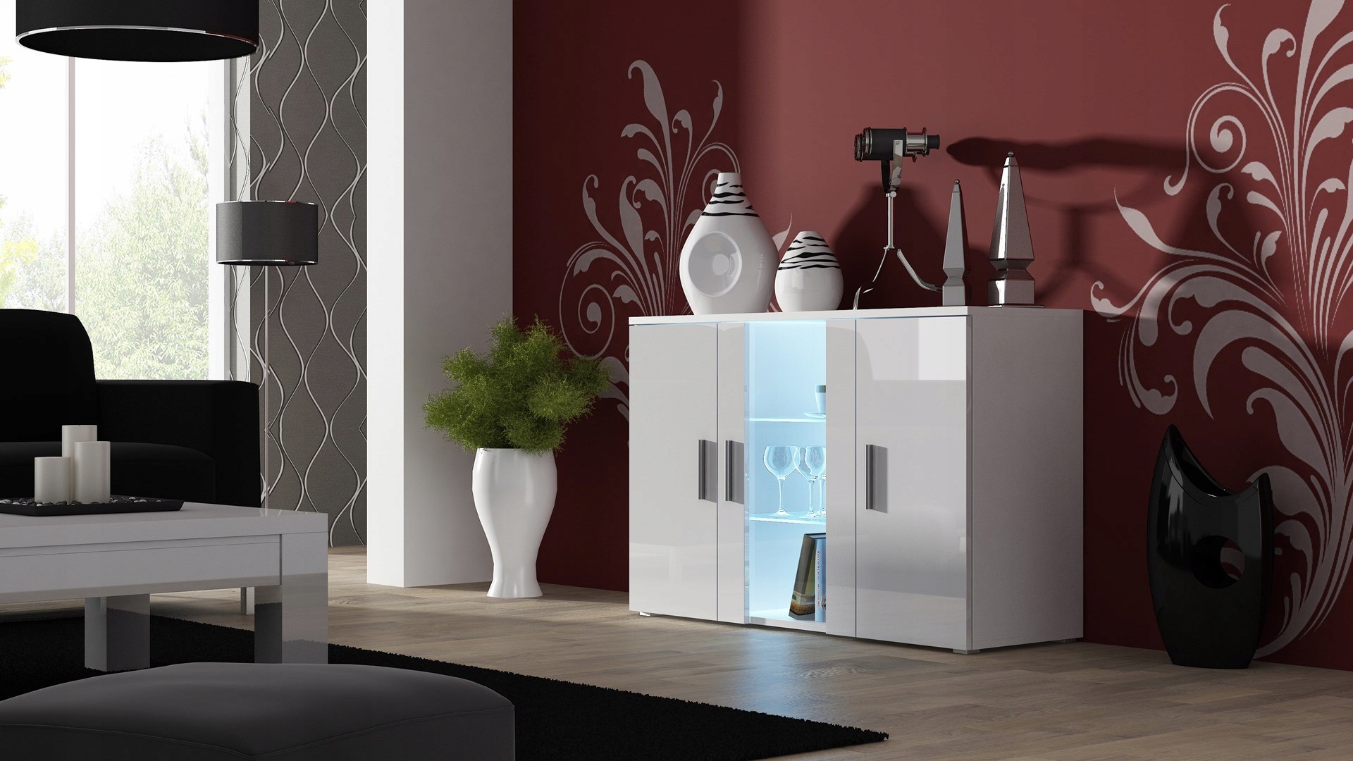 Komoda 120cm Soho S7 biały/ biały połysk
