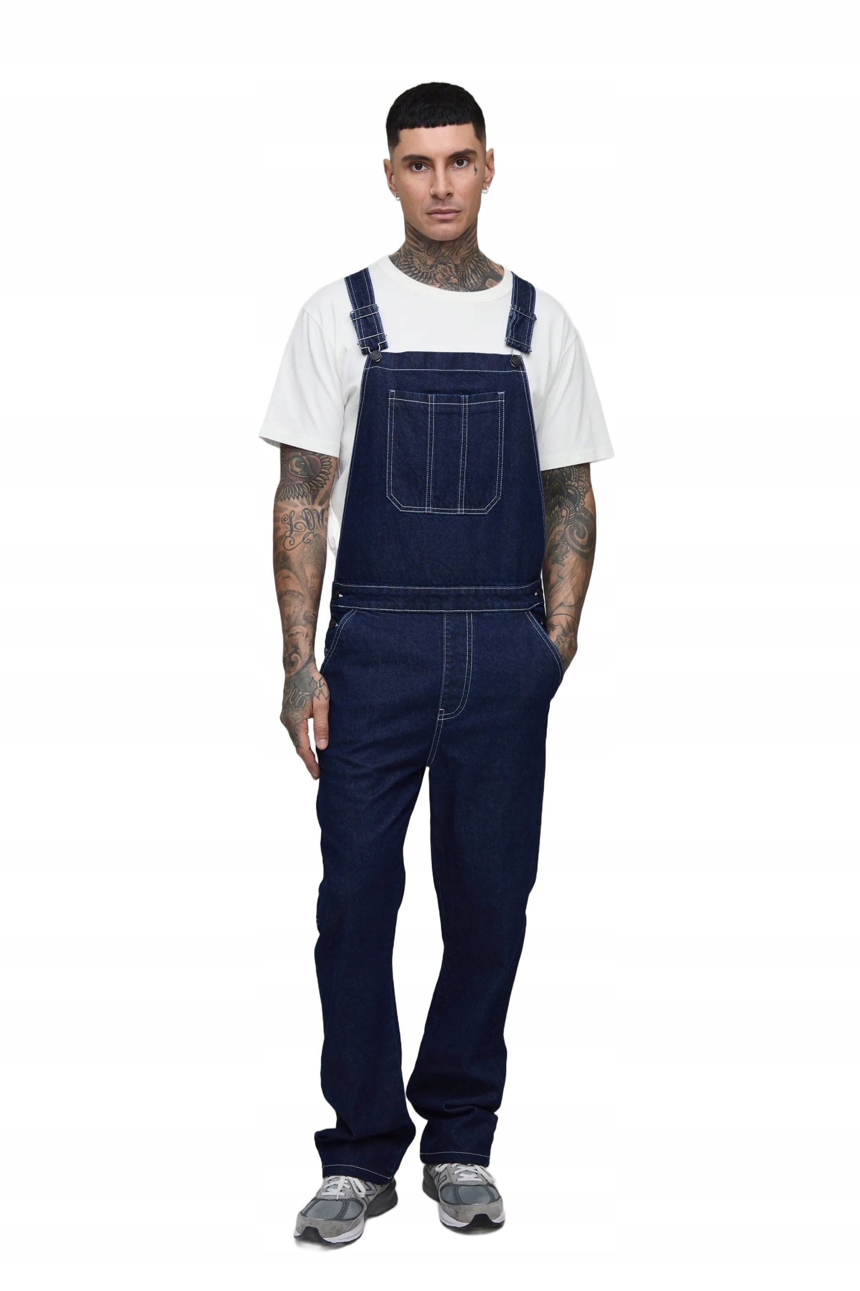 Boohooman Pánské Džíny Zahradnické Modré Rovné S Kapsou 34 Z3A