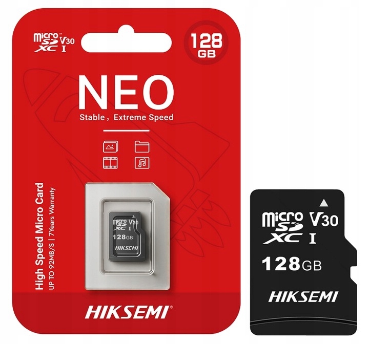 Karta pamięci 128Gb HS-TF-C1 do kamer Cctv Neo HikSemi by Hikvision