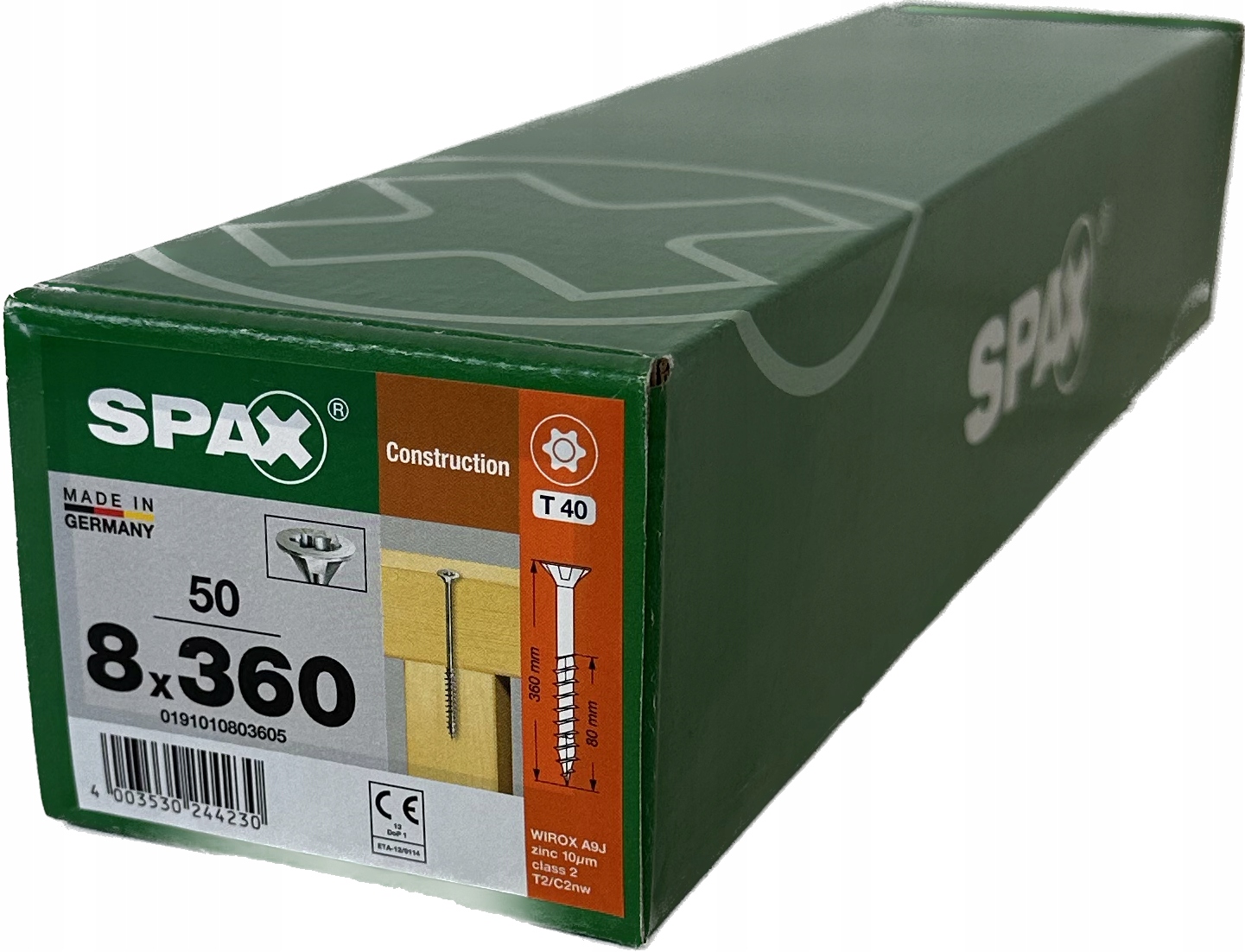 Wkręty konstrukcyjne do drewna 8 x 360mm SPAX A`50 Długość wkręta 360 mm