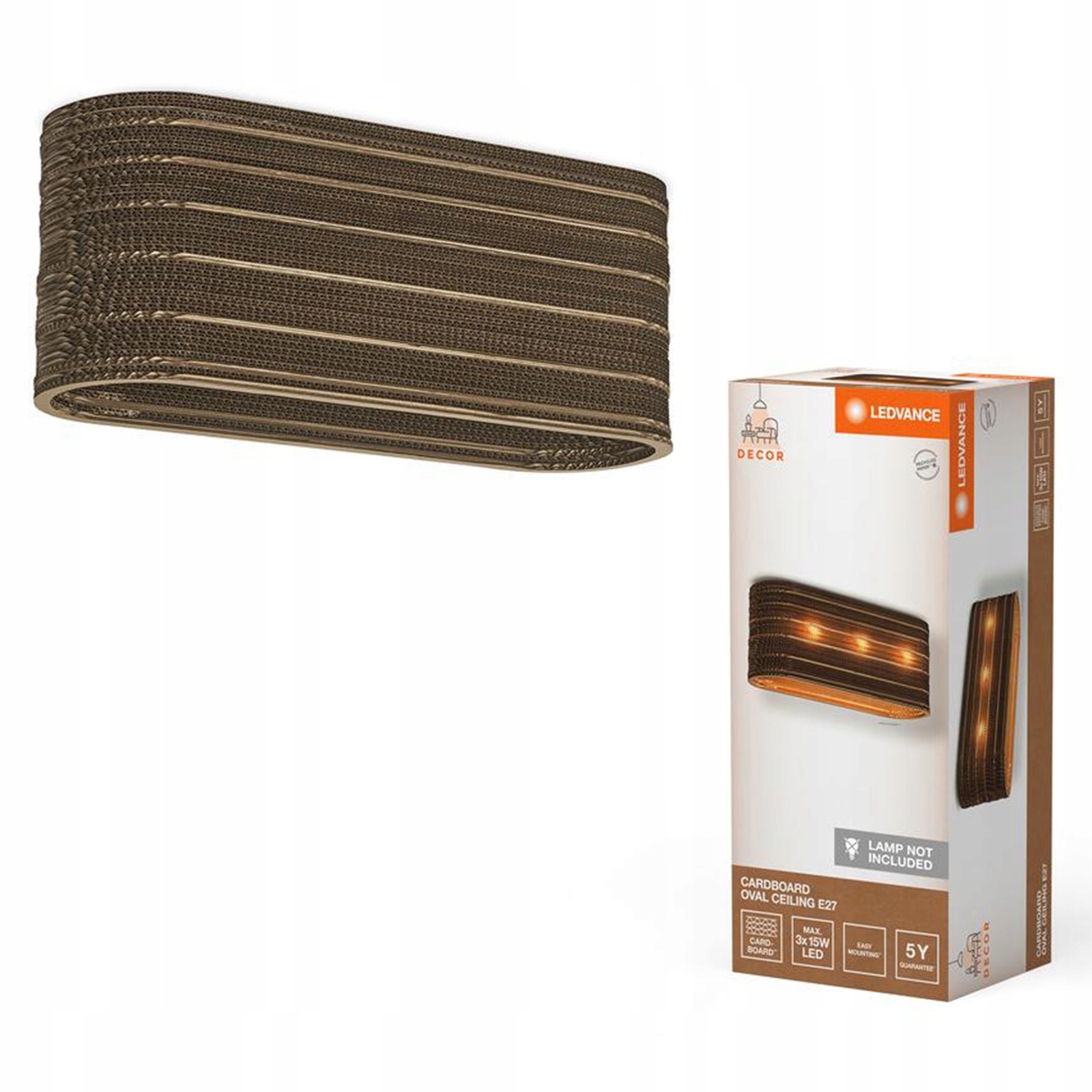 Dekoratívna stropná lampa na omietku E27 Kartón Hnedá Decor Ledvance