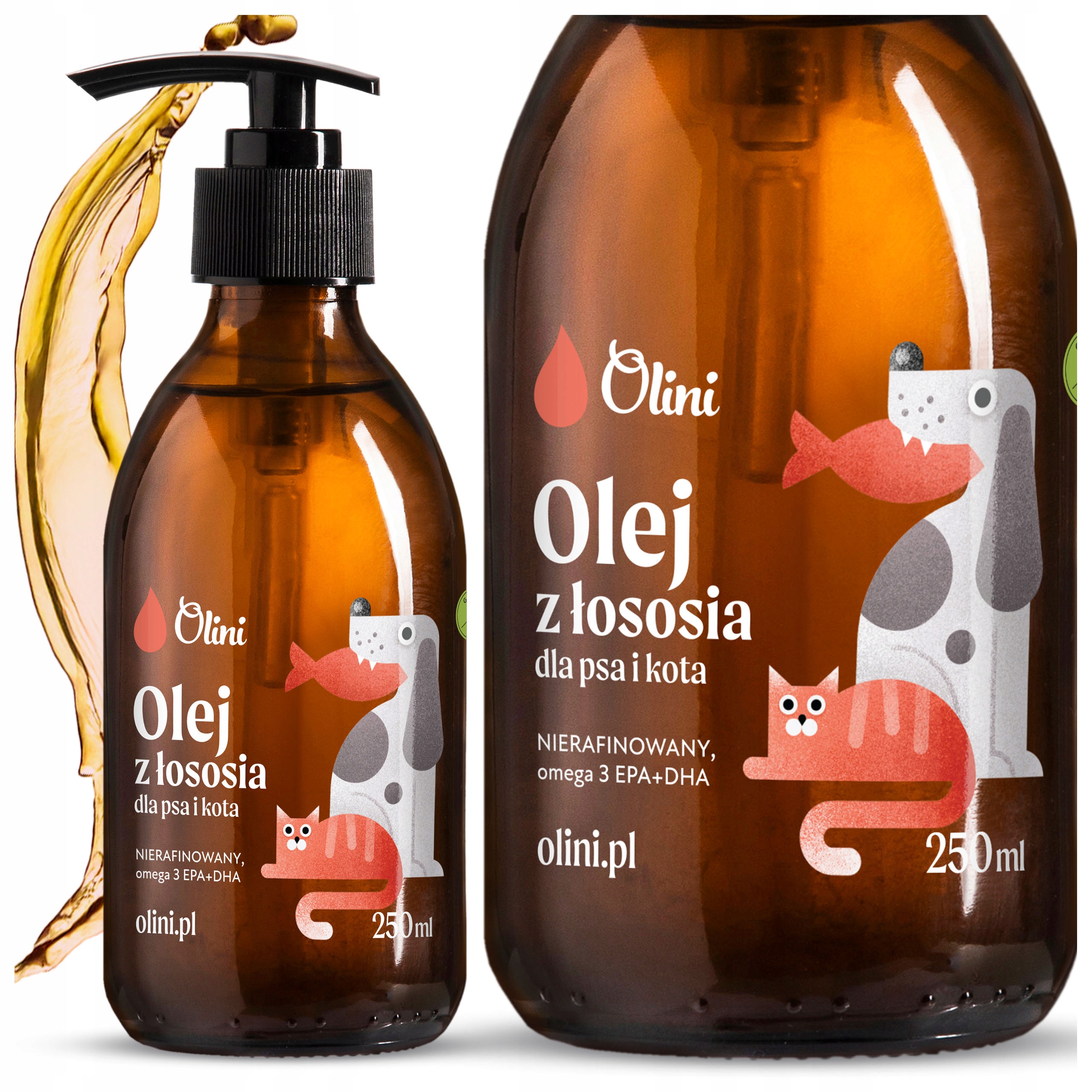 Levně Lososový olej pro psa a kočku Omega-3 Nerafinovaný Olini 250 ml