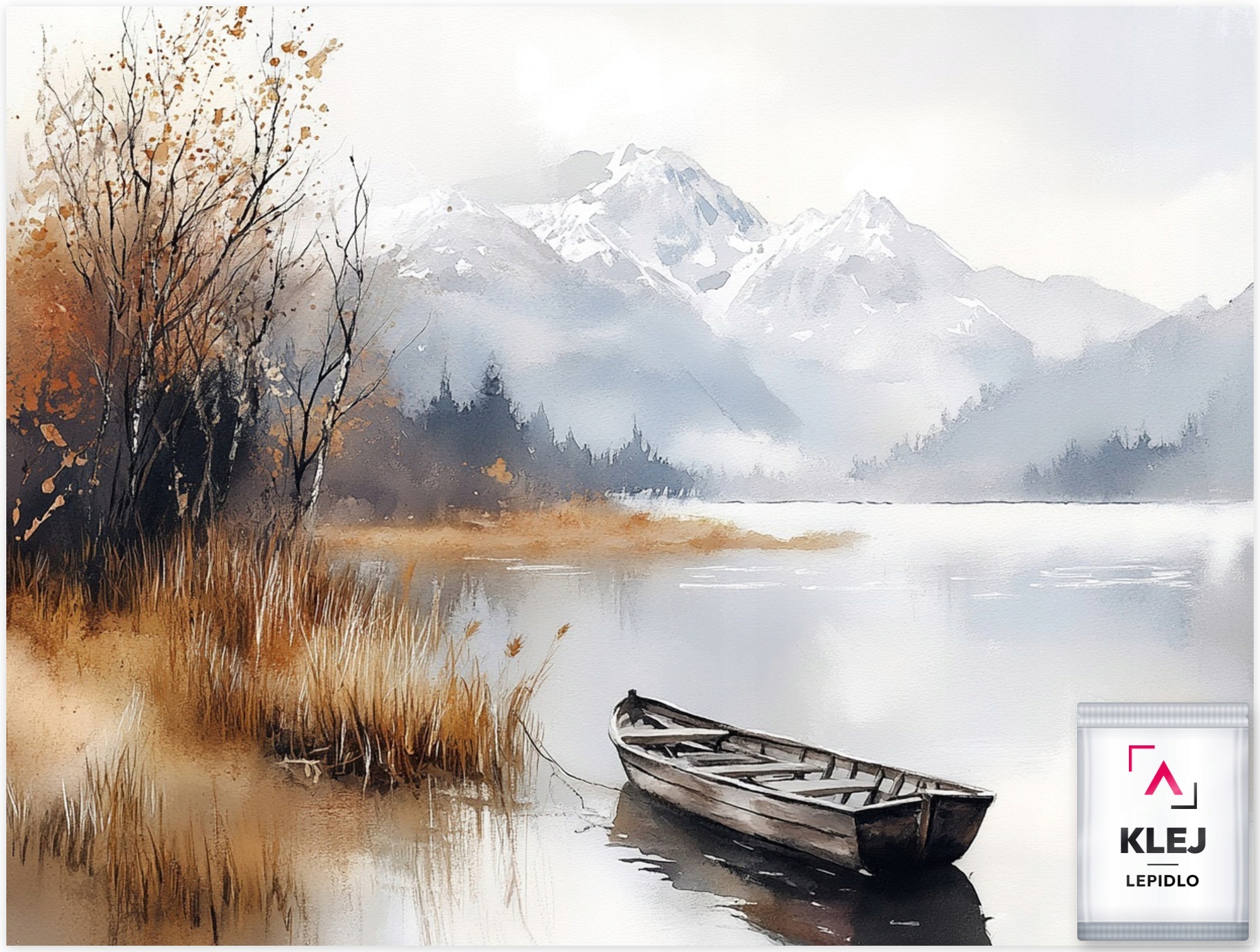 Fototapeta Flizelina Krajina Podzim Hory Jezero Loď Loďka 416x254 130g