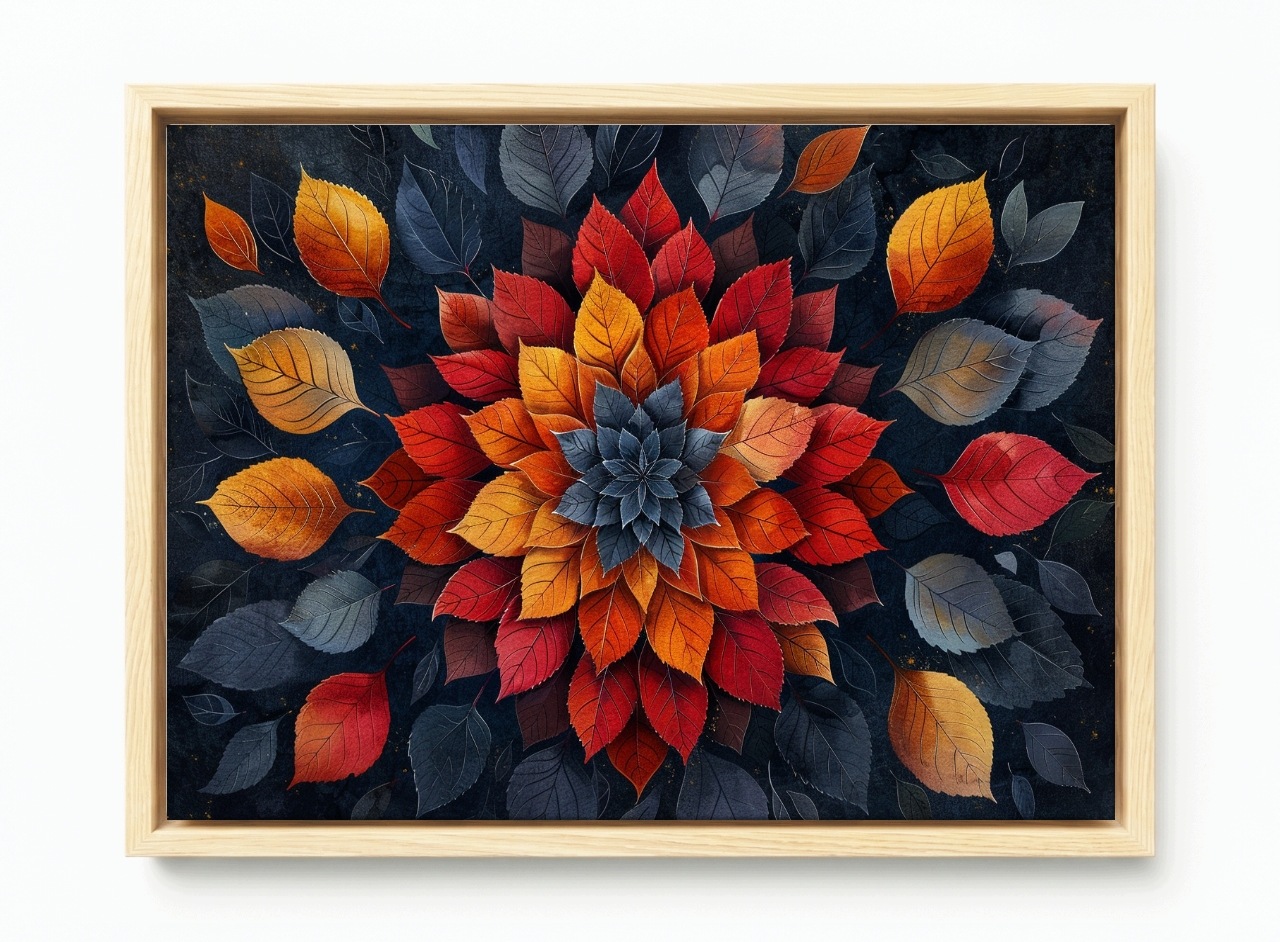 Obraz Rám Americký Box Abstrakce Mandala Listy Podzim Harmonie 60x40