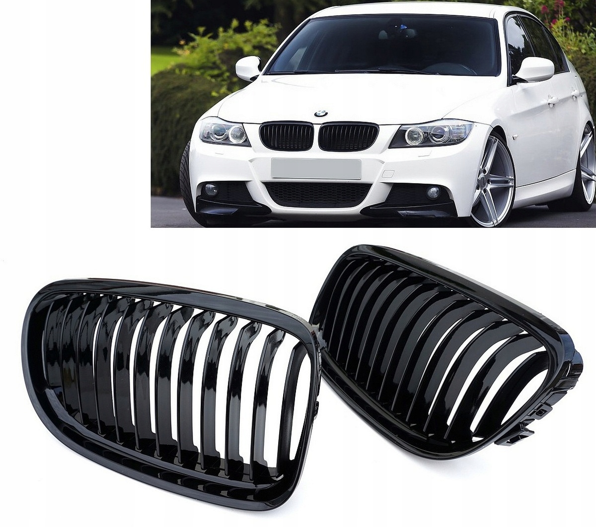 

Bmw E90 E91 lift 08-12 Nerki kratki grill M połysk