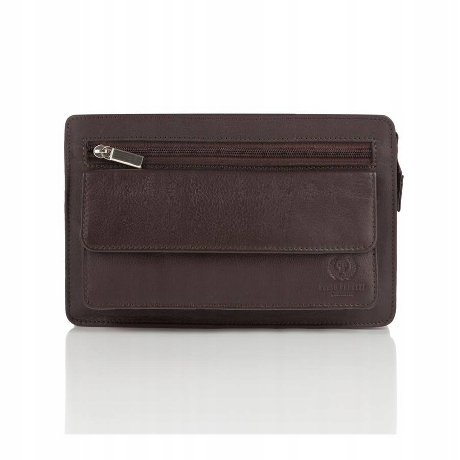 

Saszetka Brązowa Nerka Męska do Ręki Pasek