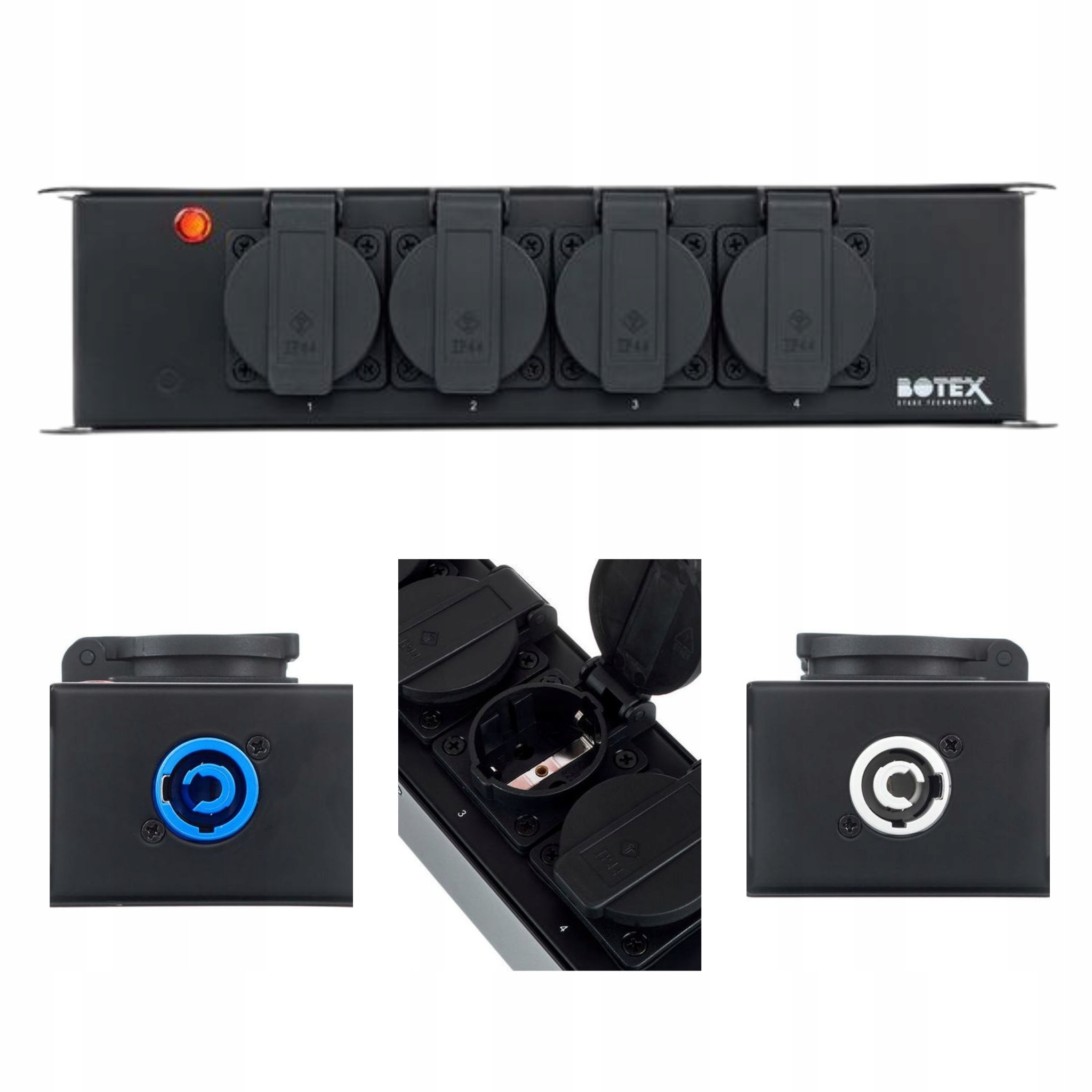 Rozdělovač scénická lišta Botex Hulk 4S 4x 230V Power Twist kovový