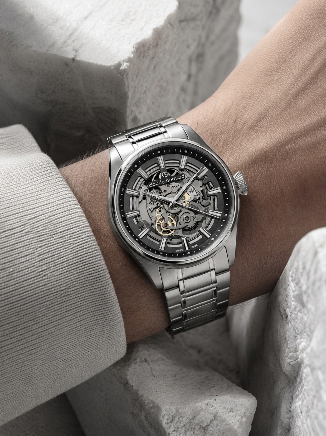 Claude Bernard Automatické Skeleton 85307-3M-GIN 42,00 mm 5 Atm