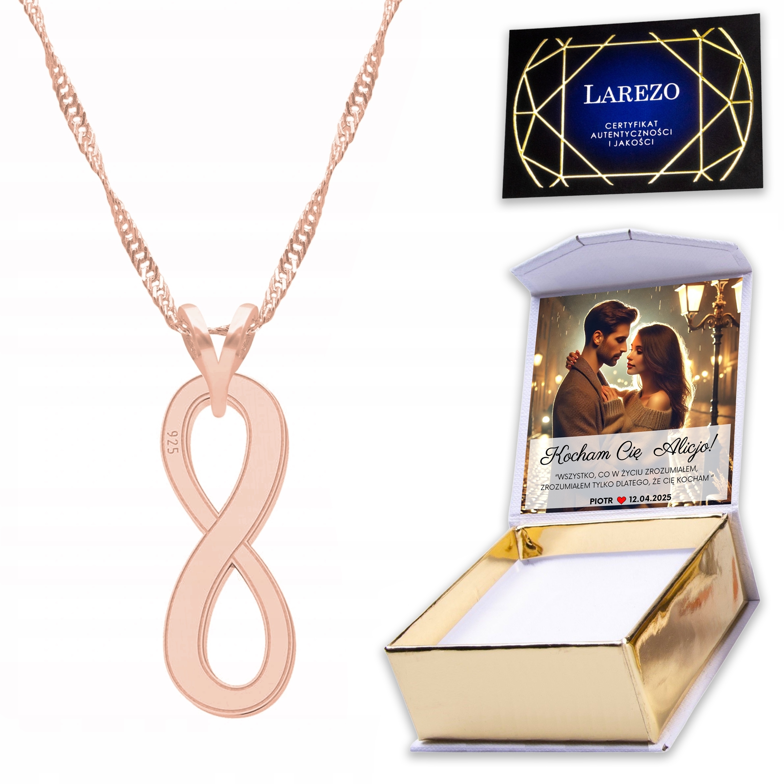 Pozlacený náhrdelník 925 s nekonečnem Nekonečno Infinity Potisk