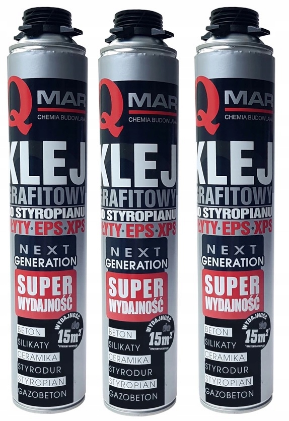 

12x Piano Klej Do Styropian Grafitowy Qmar 790ml