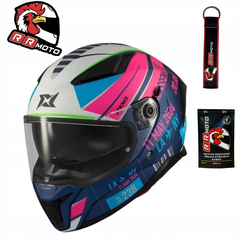 Prilba Axxis Panther Sv Passenger C8 Matt modrá ružová zelená Darčeky