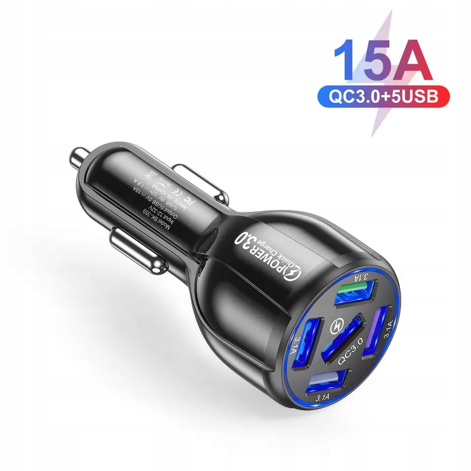 SZYBKA Ładowarka samochodowa 5xUSB 60W5V QC3.0 15A Marka Inna