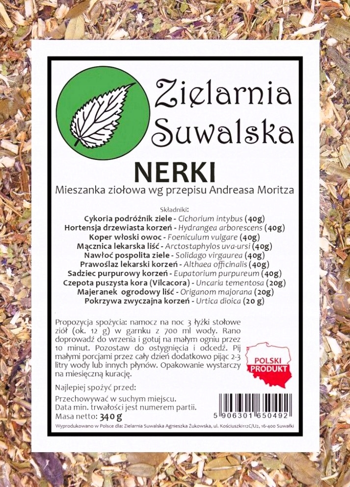 Nerki 340g – zioła nerkowe Andreas Moritz mieszanka na wsparcie filtracji