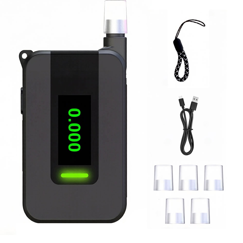 Elektrochemický beznáustkový policejní alkoholtester Profesionální 5x Náustky
