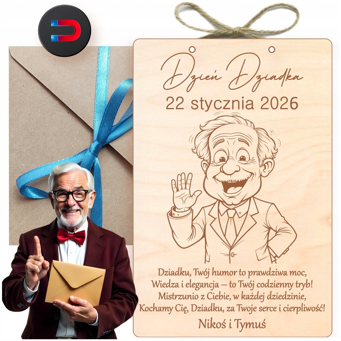 Rámeček Na Den Dědečka Dárek Tabulka Dřevěná Kartička S Gravírováním Magnet