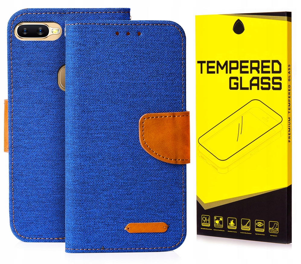 

Etui Portfel Canvas do Oppo Ax7 Szkło 9H