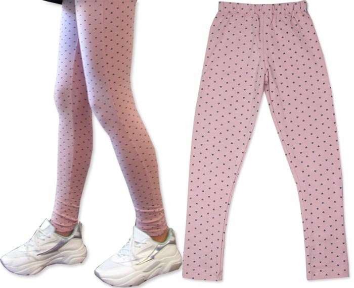 

146 Legginsy getry długie bawełniane srebrne Serca