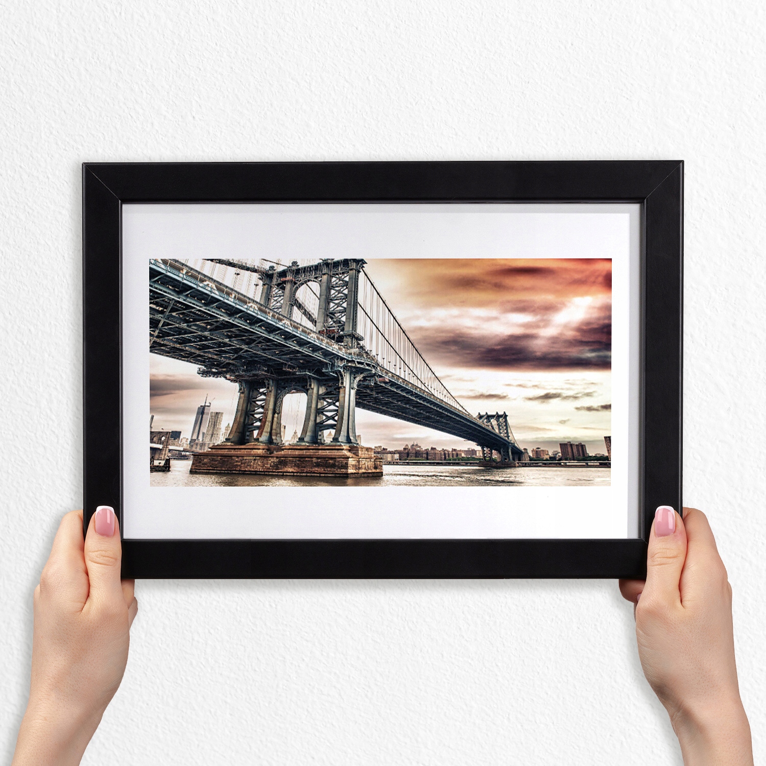 Obraz grafika s rámečkem mdf Most město 30x20 cm