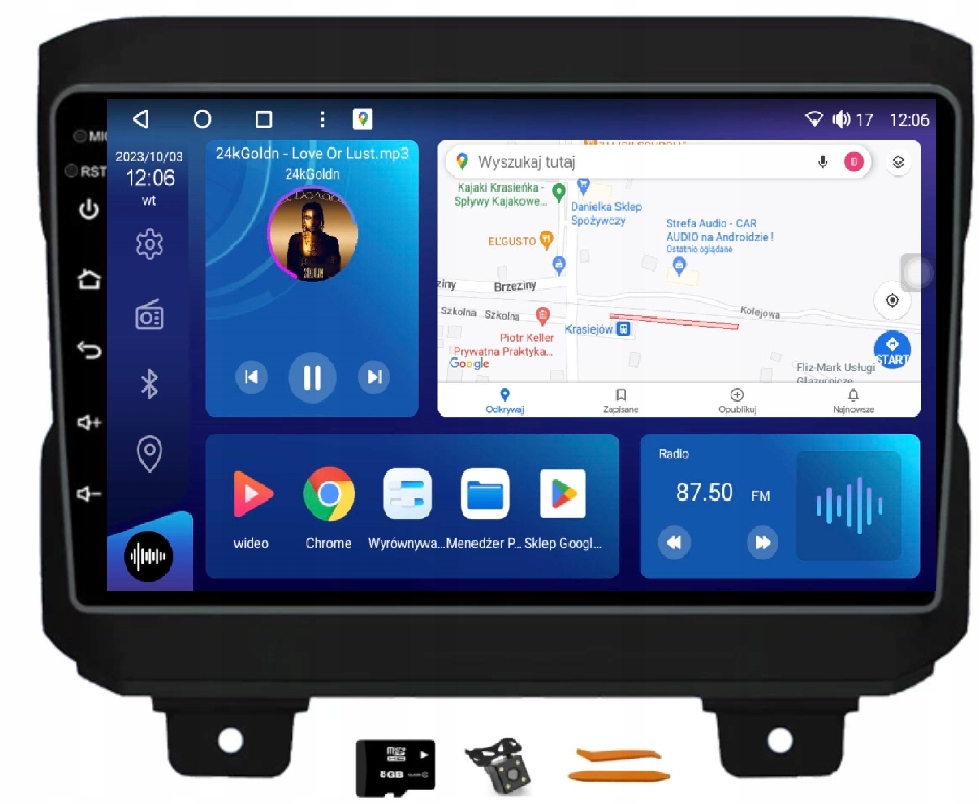 Radio Android Nawgacja Qled Carplay Gps 128GB Jeep Wrangler Jl Jlu 4 18-23