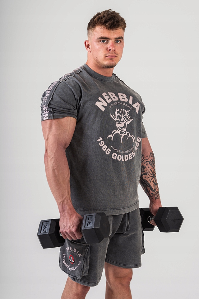 Nebbia x Olympia Koszulka męska treningowa Golden Age 790 szara r. 3XL