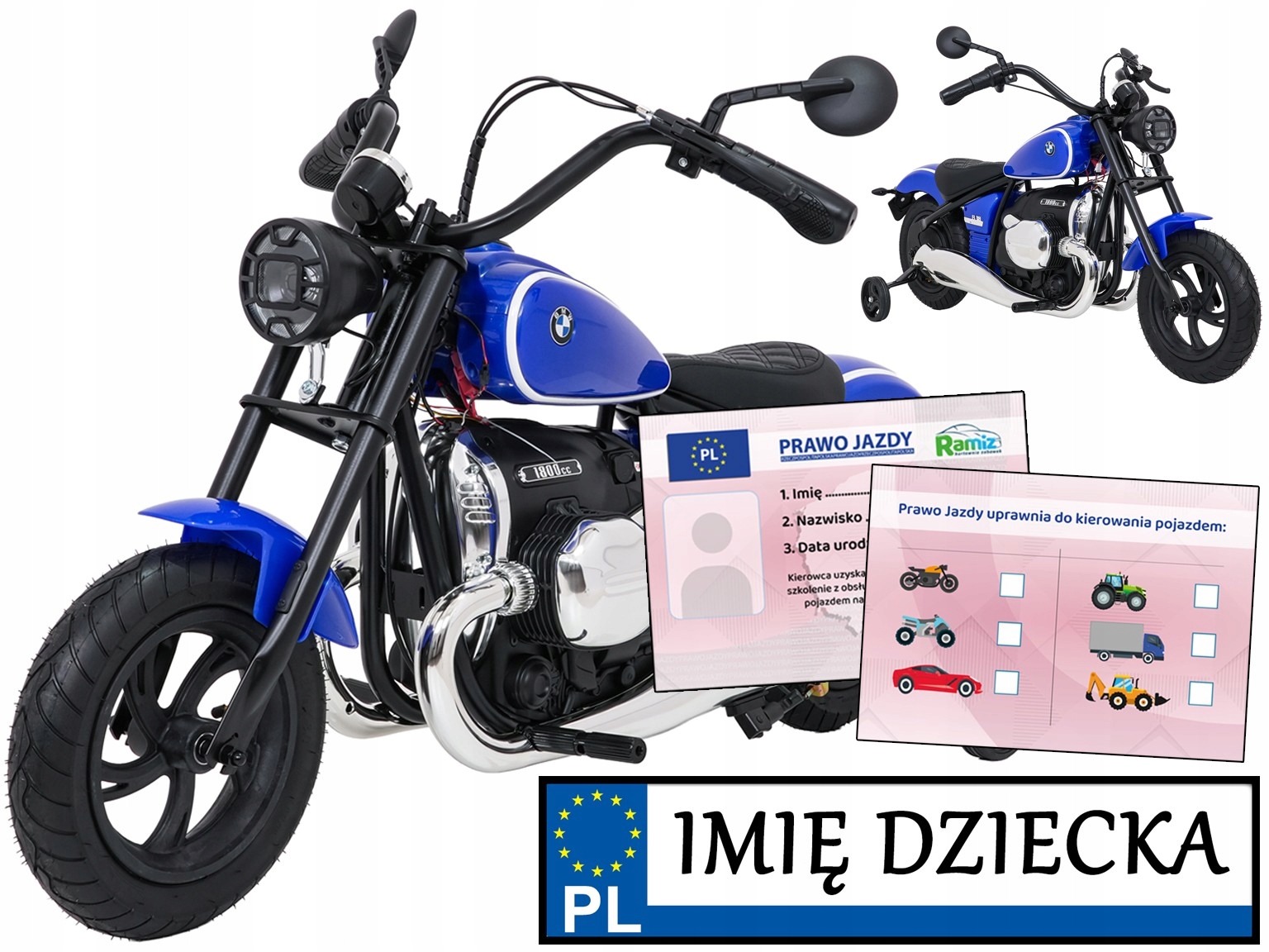 Motor Dla Dzieci na akumulator Bmw R18 silnik bezszczotkowy udźwig do 65 kg