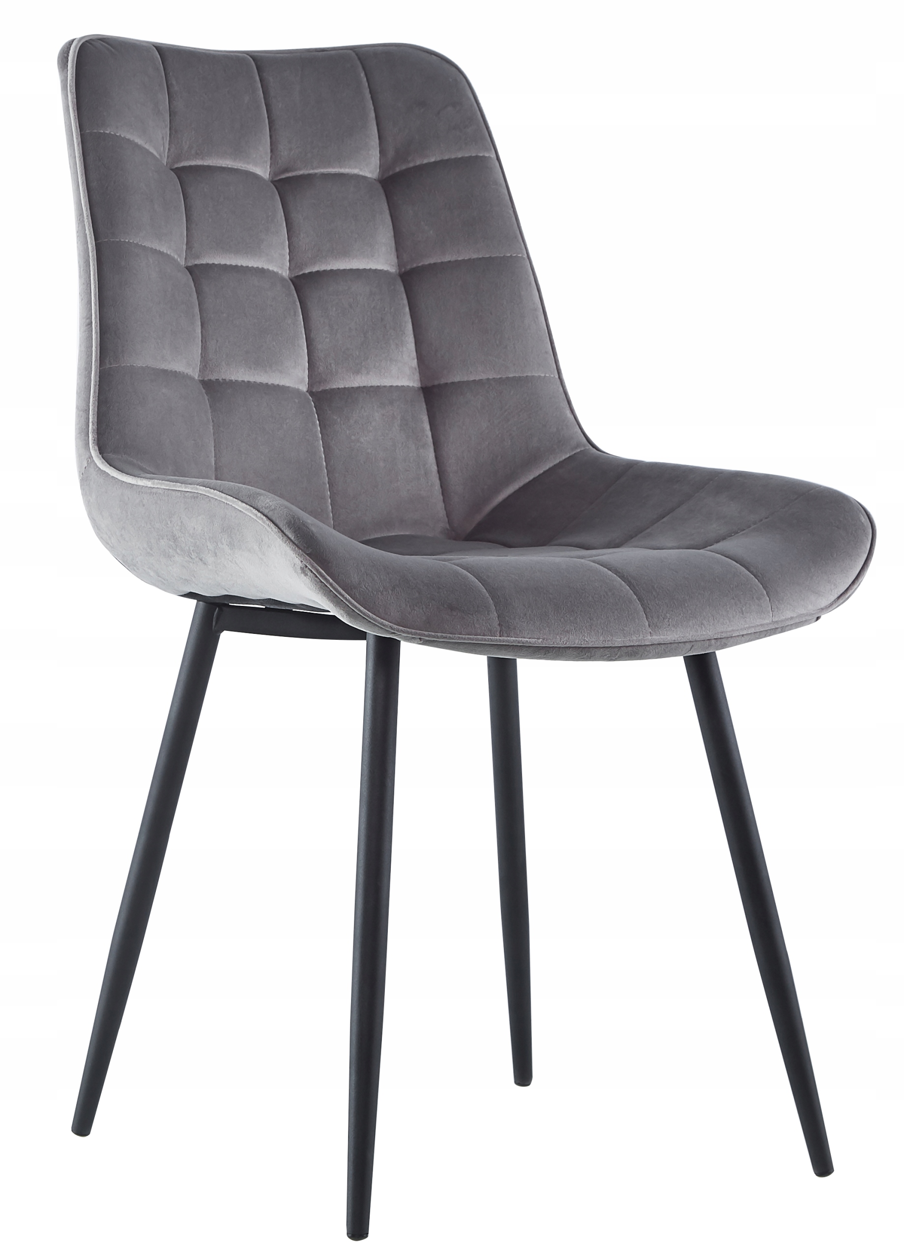 KRZESŁO TAPICEROWANE WELUROWE VELVET SZARE 017 Głębokość mebla 52 cm