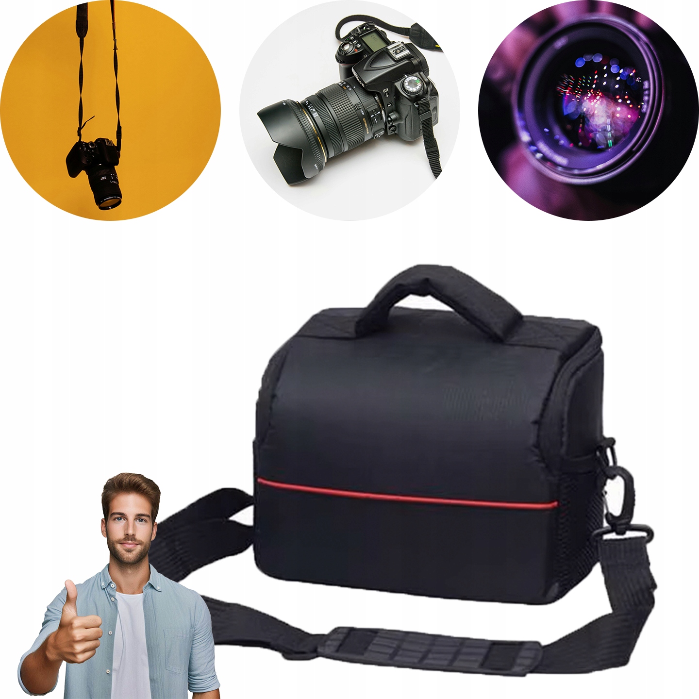 Kompaktní Voděodolná Taška Na Fotoaparát Přes Rameno Univerzální 18*14*11
