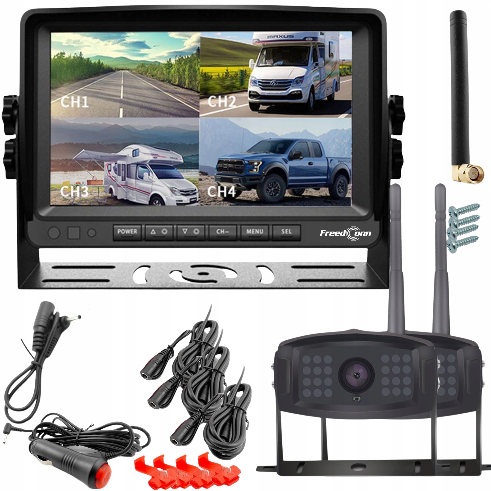 DW-9016-2 Bezdrátová Couvací Sada 9" Kamera 2x Full Hd Pro Traktor Kamion