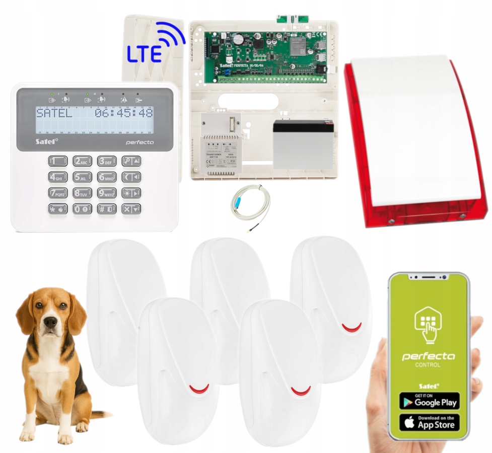 System Alarmowy Satel 5 Czujek Pet Perfecta 16 Lte 2G 4G Sms Push Aplikacja