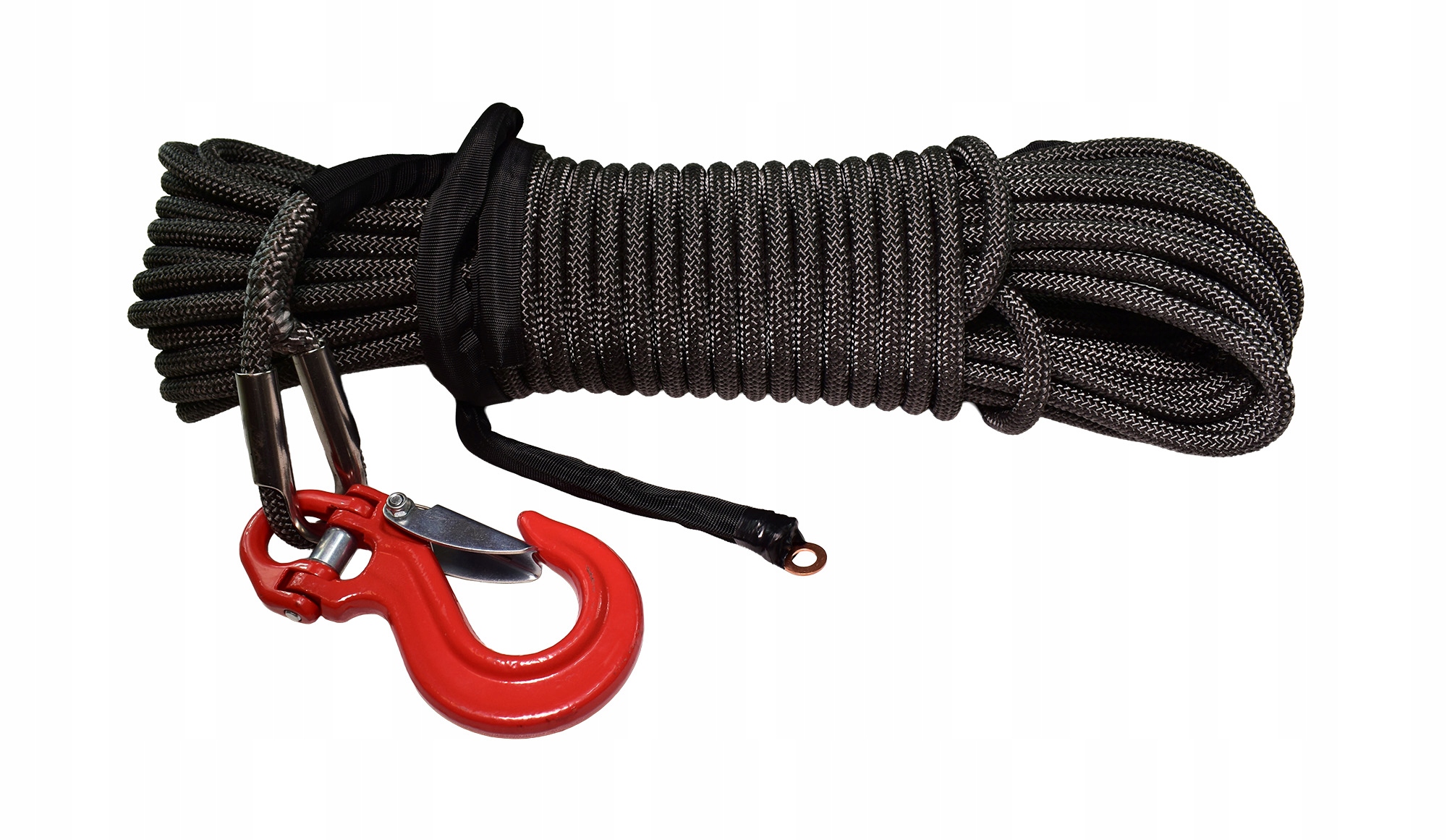 Syntetické opletené lano pre navijak Off Road 12 mm x 25 m Hak šedá