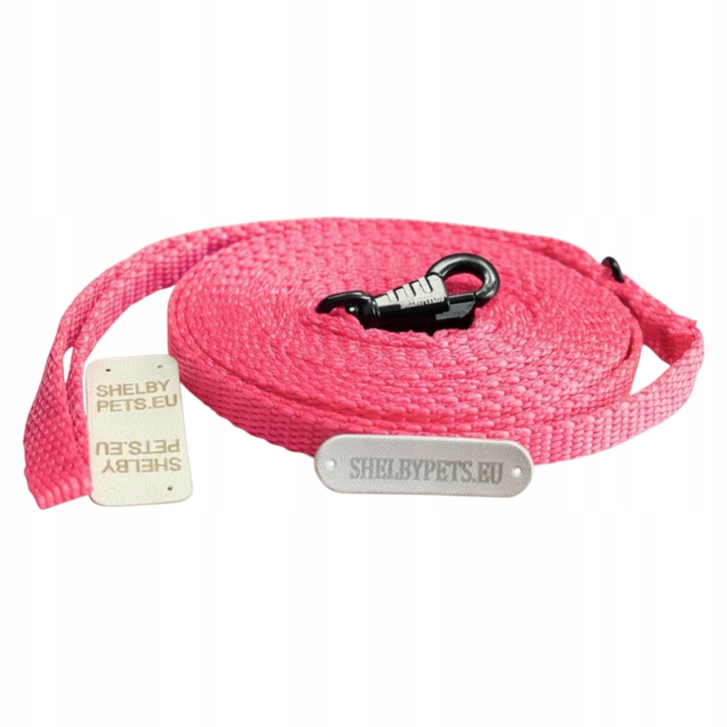 Levně Vodítko pro malého psa 10M 10MM růžová, lehká, pevná, látková ShelbyPets
