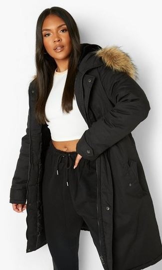 Boohoo Plus Czarna Kurtka Damska Puchowa 44 Vbb
