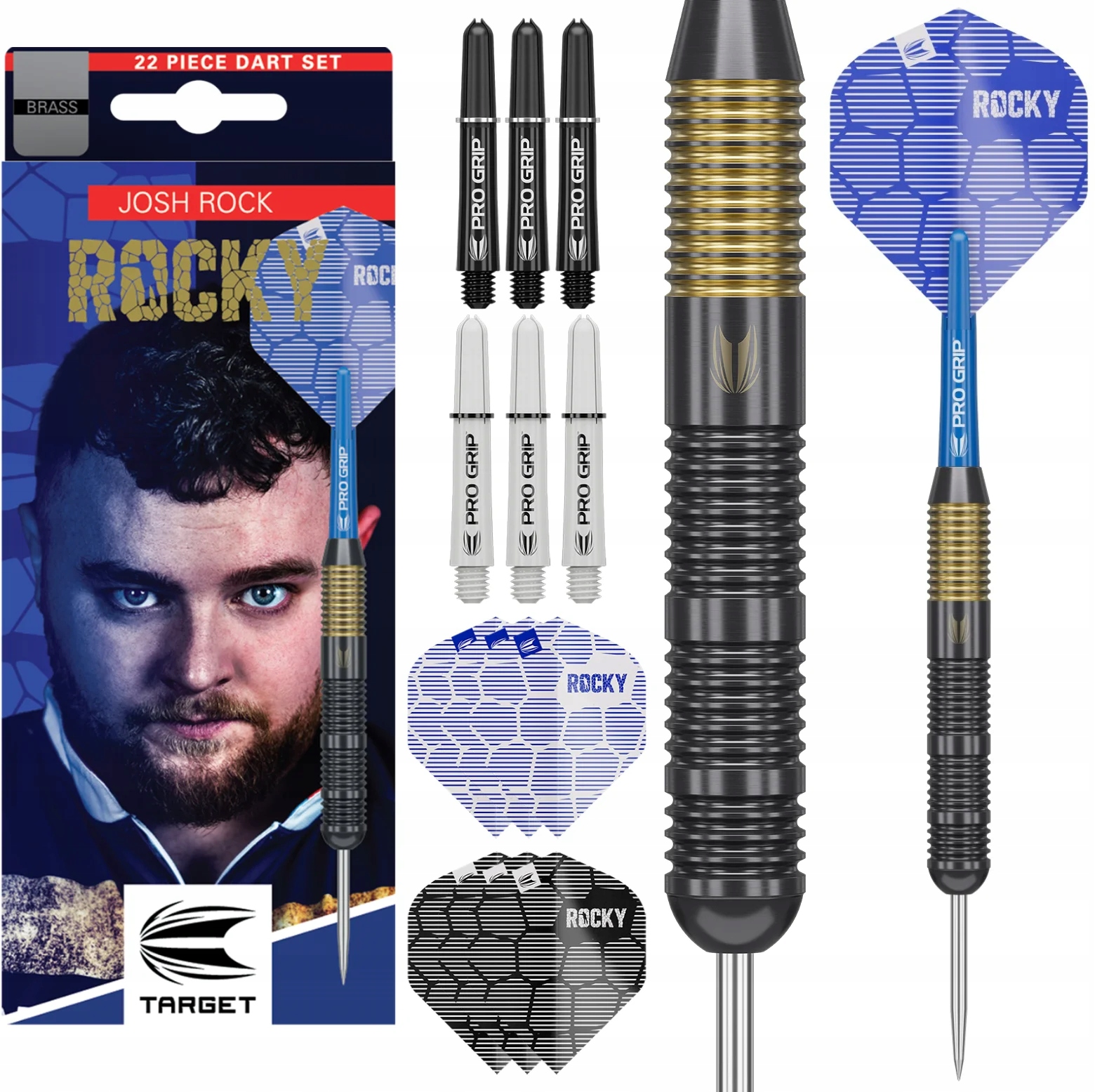 Lotki Rzutki Dart Target Josh Rock Mosiężne 22g, [Waga Barela (g) 22g]
