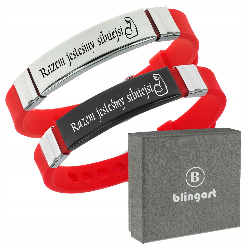 

Bransoletki dla Par kauczukowe czerwone z grawerem