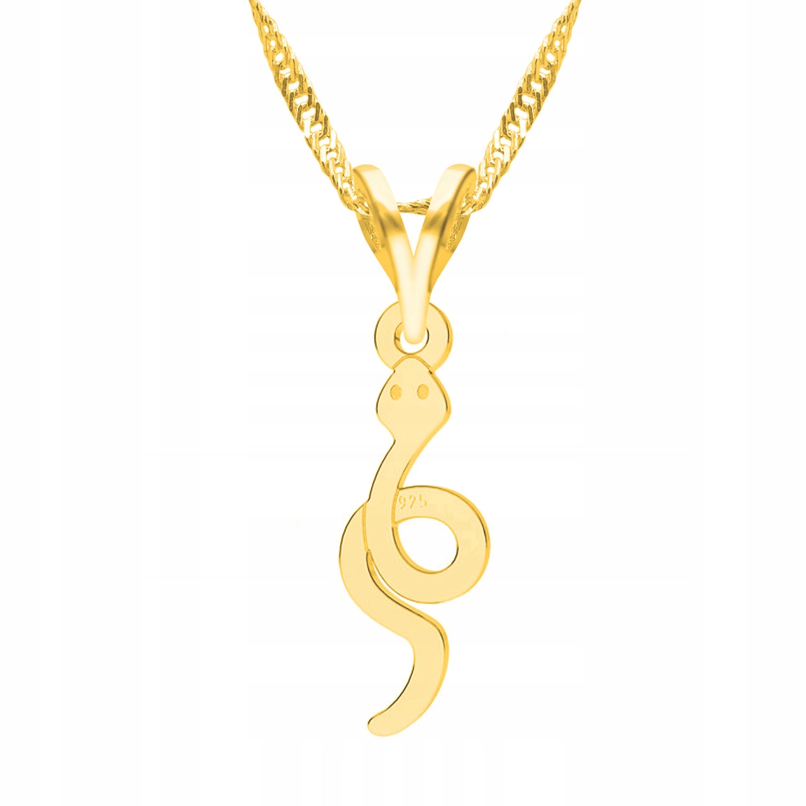 Zlatý náhrdelník Snake Had plaz s hadem a hadem Zvíře Stříbro 925