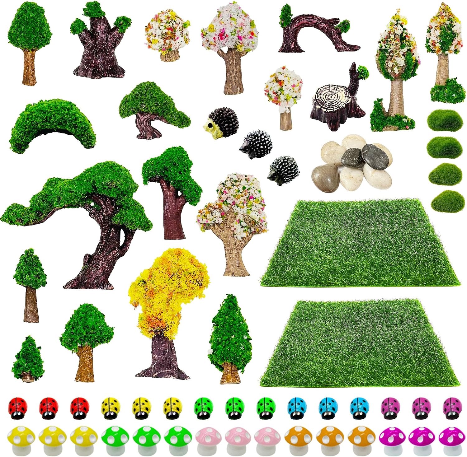 Miniaturek Zestaw 66 Sztuk Ogrodowych Figurki Bajkowe Akcesoria Zestaw