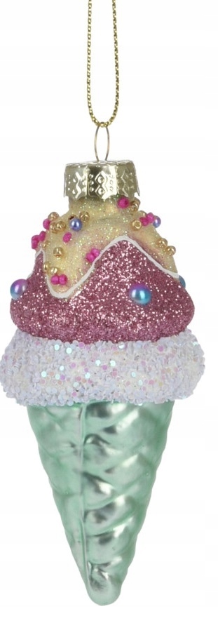 

Zawieszka choinkowa szklana lody 4x8.5cm