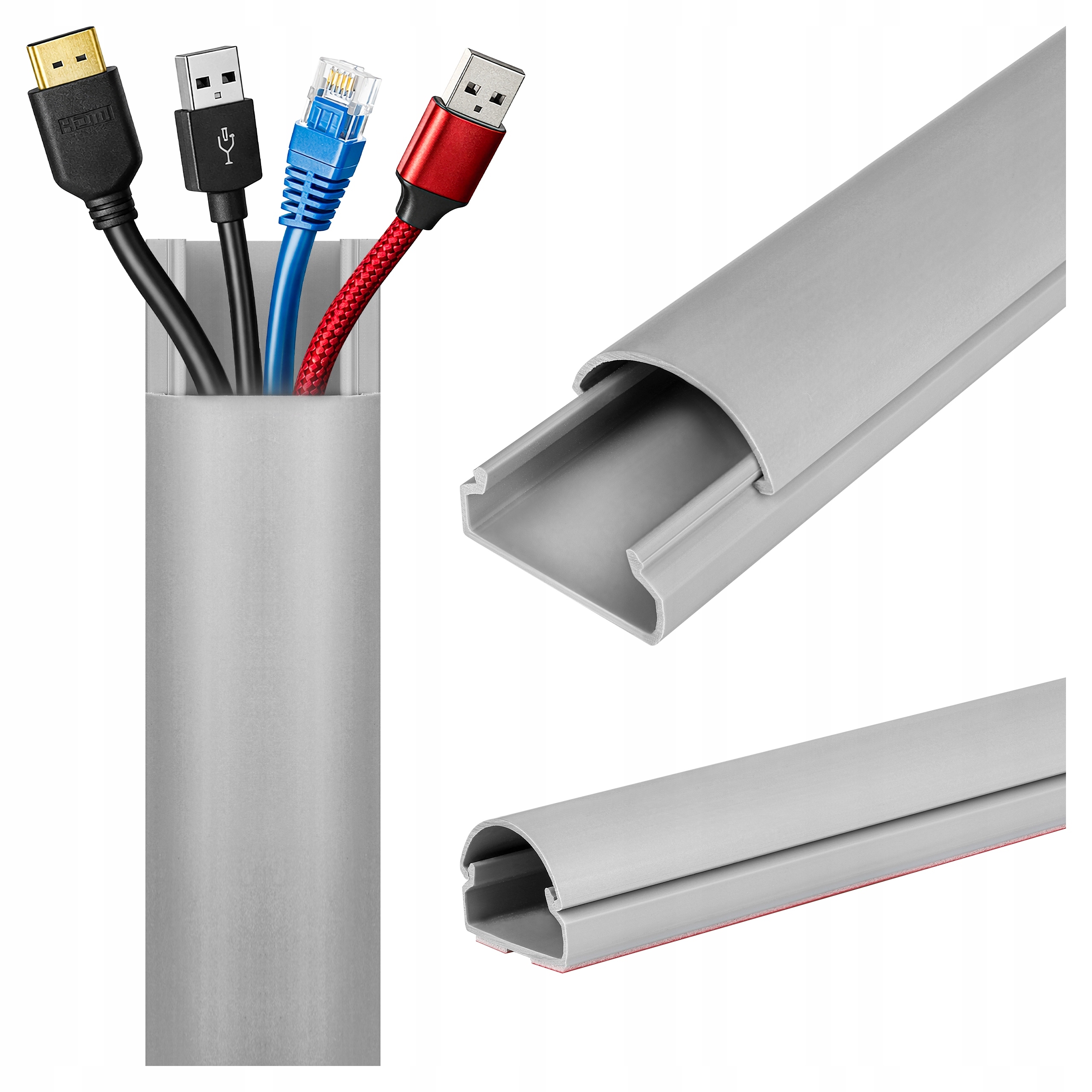 Maskownica kabli RTV 100cm samoprzylepna PCV szara 100 cm