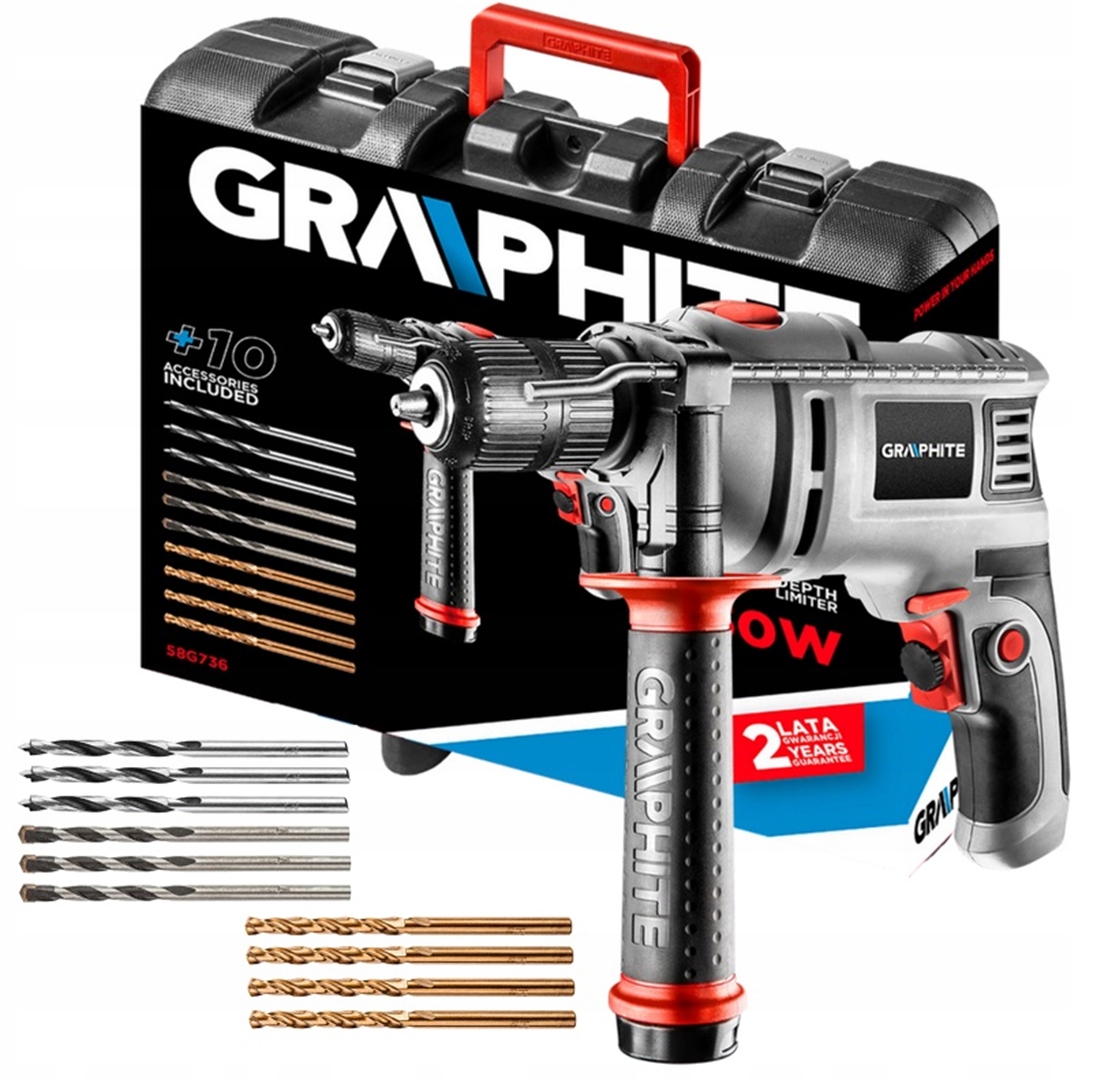 Příklepová vrtačka Graphite 230 V 650 W, samosvorný držák