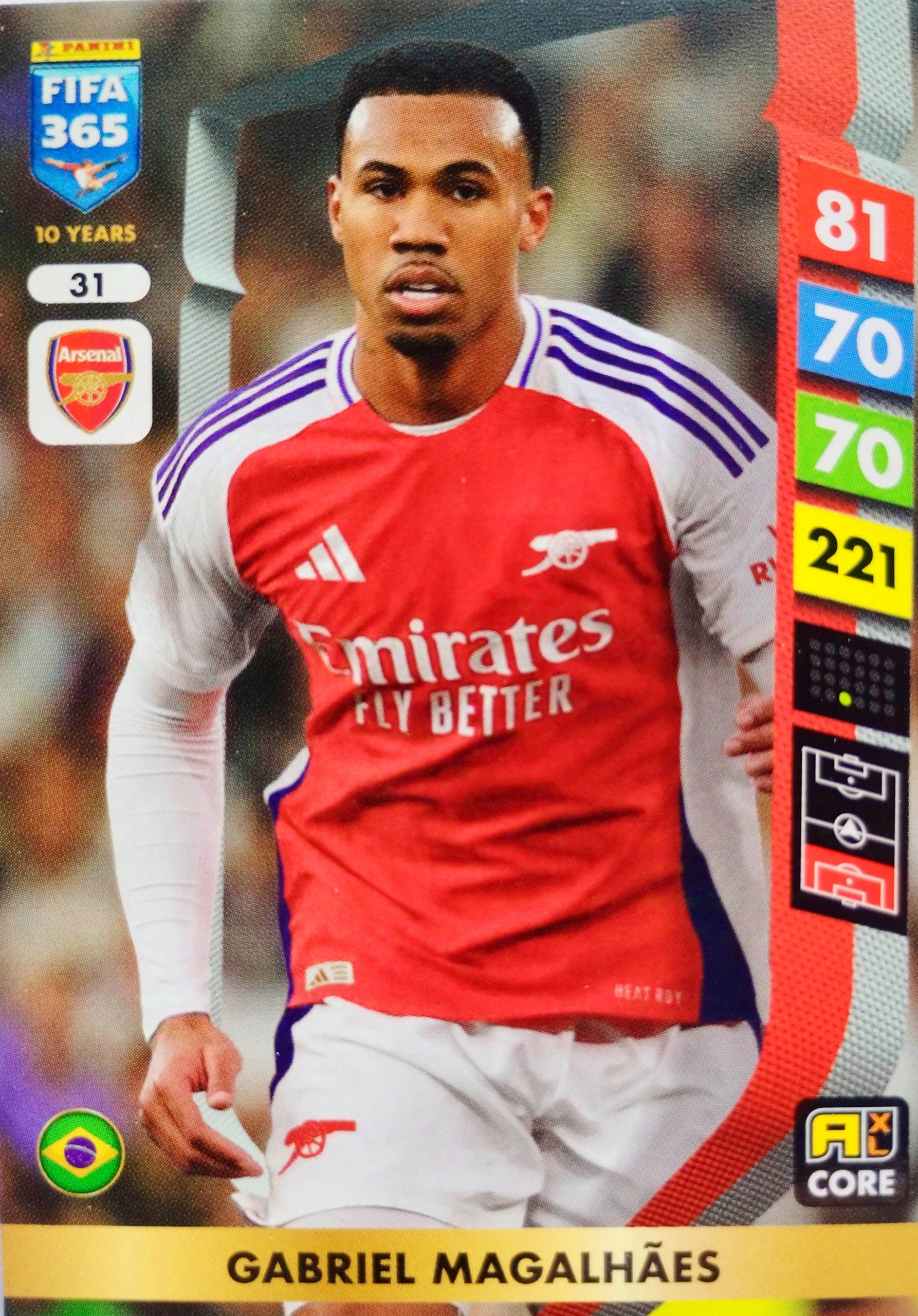 Panini Fifa 365 2025 Core 31 Gabriel Magalhaes Arsenal Londyn