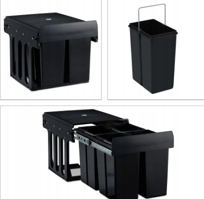 Levně Odpadkový koš na tříděný odpad 4x8 Relaxdays Černý
