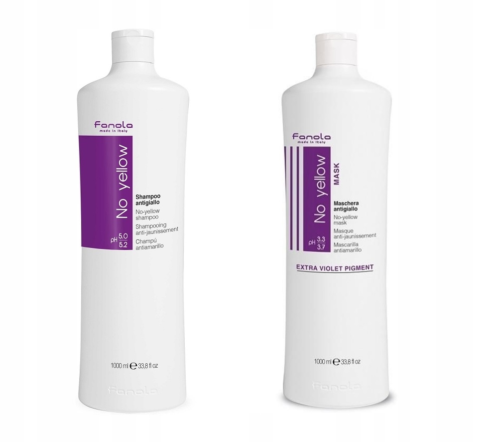 Fanola No Yellow šampon 1000 ml maska 1000 ml fialová pigmentová sada